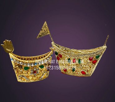 Golden Bpat WIth Red and Green Stones