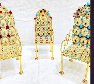Golden Chair with Multicolor Stones