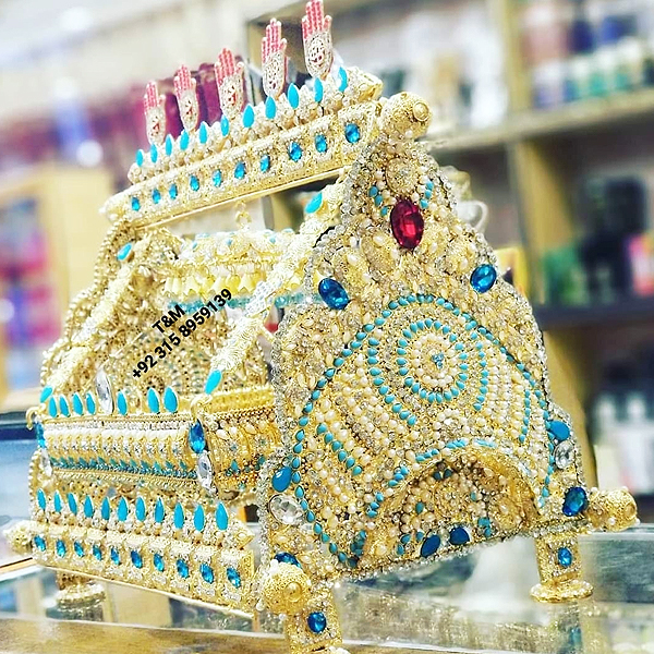 Jhoola Ali Asghar Golden with Multicolor Stones