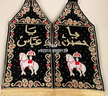 Ya Hussain AND Ya Abbas Patka Set of 2 Black Velvet