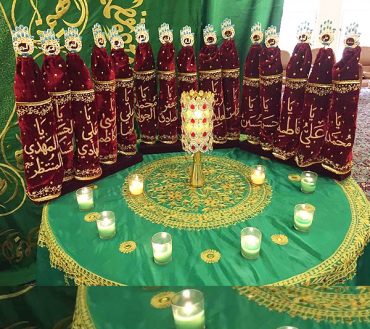 15th Pcs Masomeen as Alam With Mola Abbas AS Set AzaKhana Maroon Color