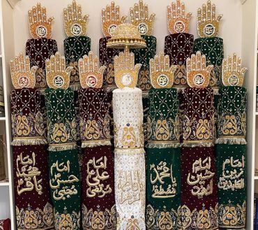 15th Pcs Masomeen as Alam With Mola Abbas AS Set AzaKhana Multi Color