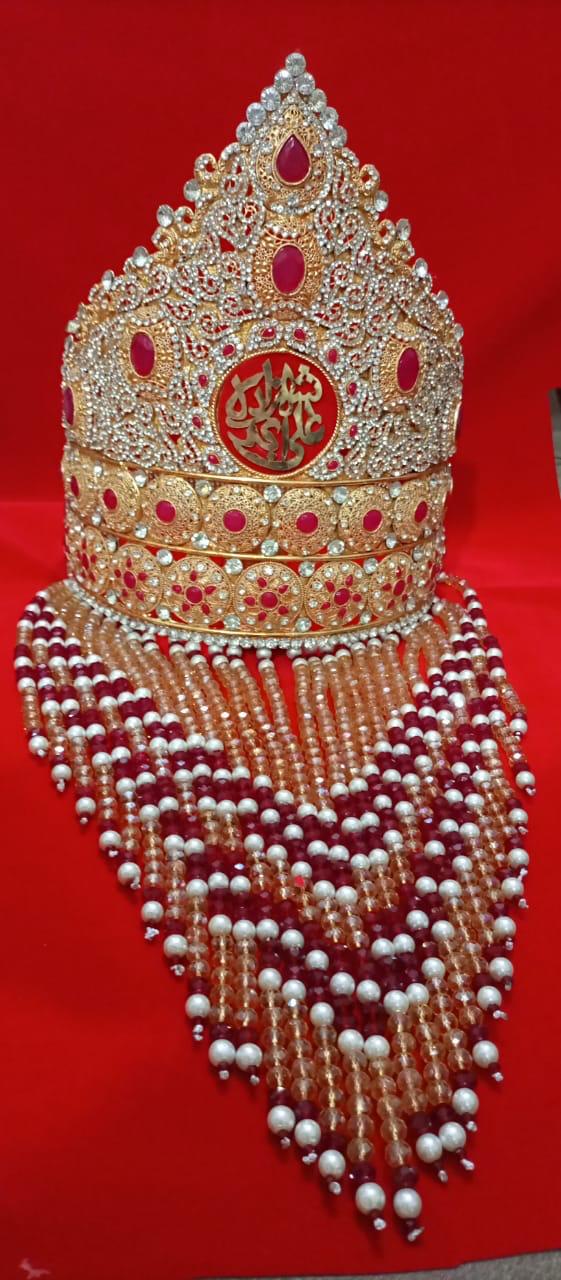 Beautiful Taaj With Sehra Shahzada Ali Akbar AS | Material Kashi With Work Stones