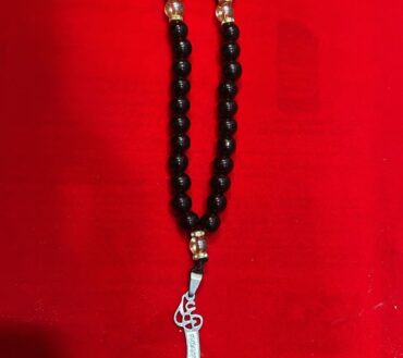 Beautiful Tasbeeh With Zulfiqar | Black Stones 8mm 33 Beads