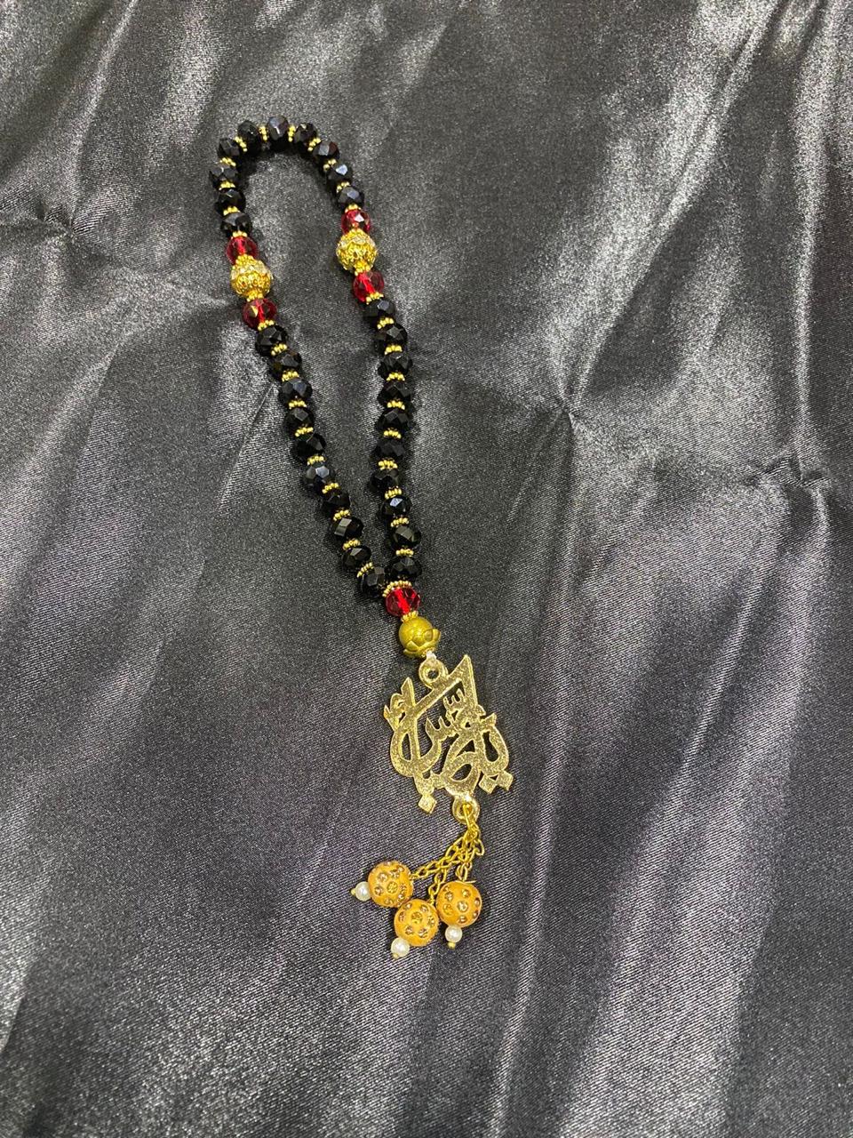 Beautiful Tasbeeh Ya Abbas AS | Black Crystal Stones 8mm 33 Beads