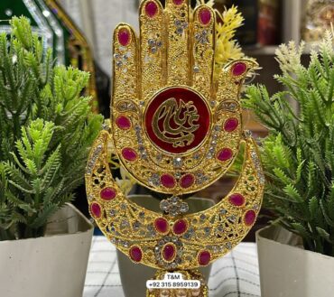 Alam Mola Abbas AS Table Stand Moon Shape Red Stone Work