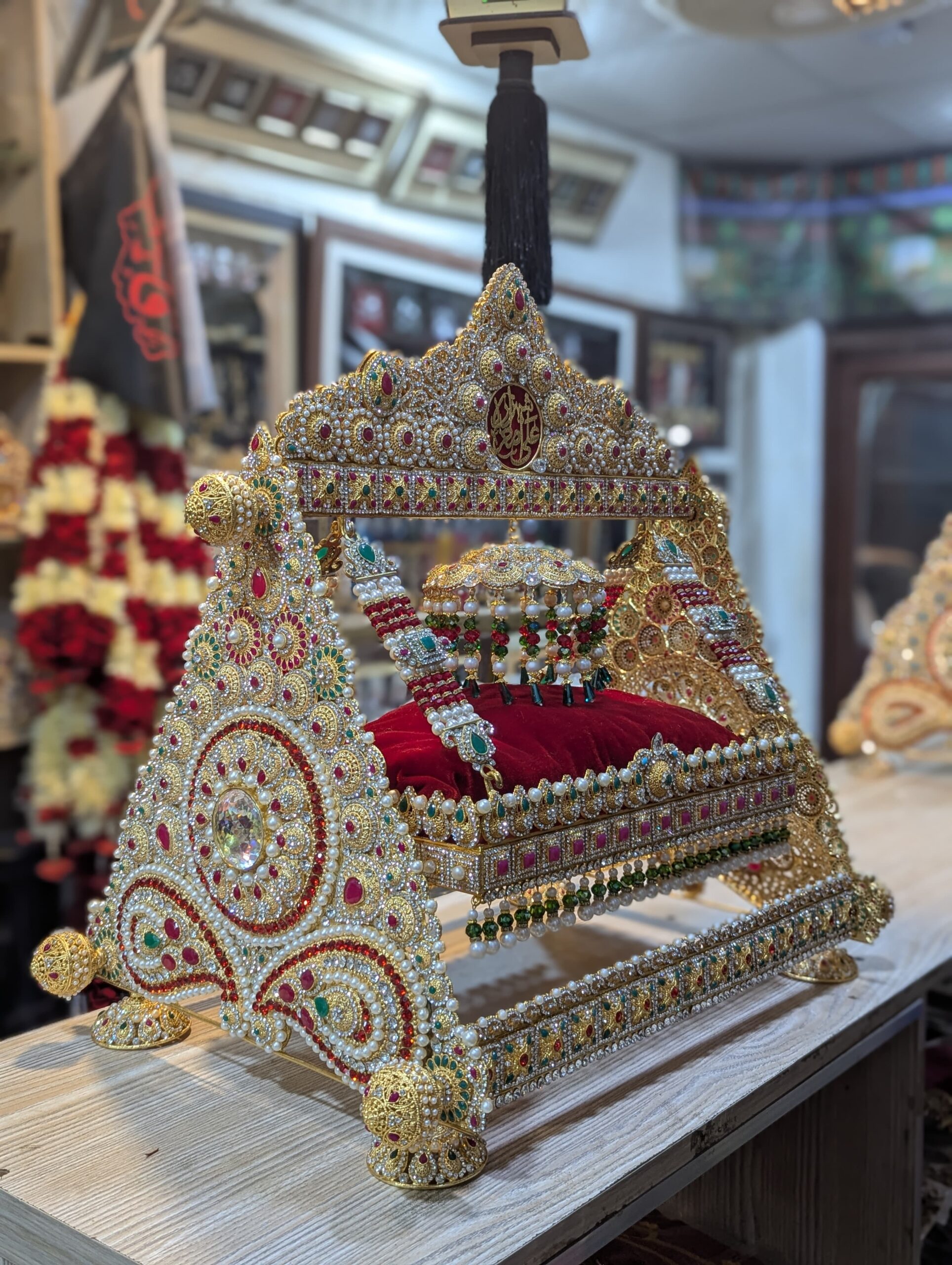 Beautiful Jhula Shahzada Ali Asghar AS | Material Manjus Work Stones