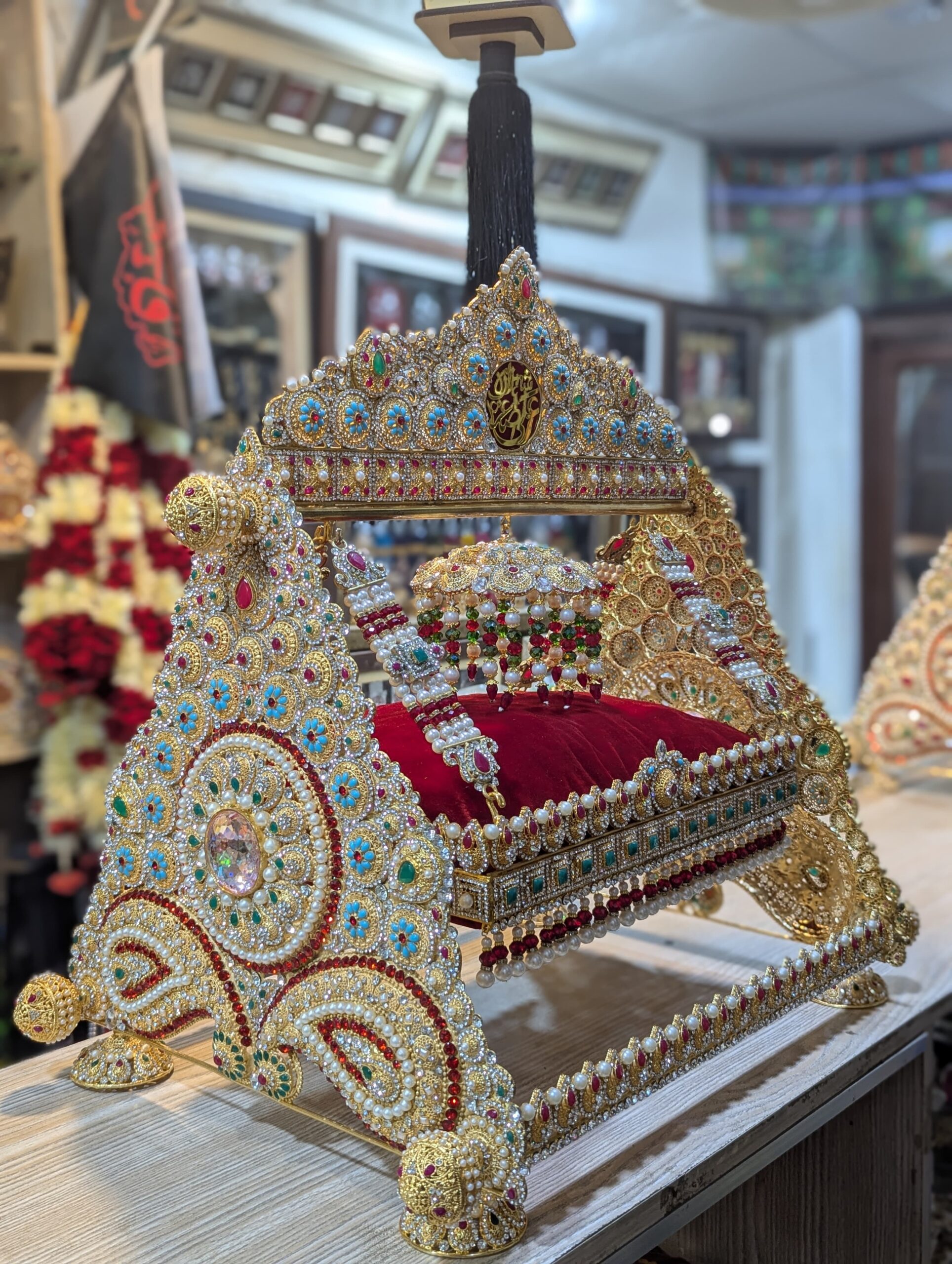 Beautiful Jhula Shahzada Ali Asghar AS | Material Manjus Work Stones