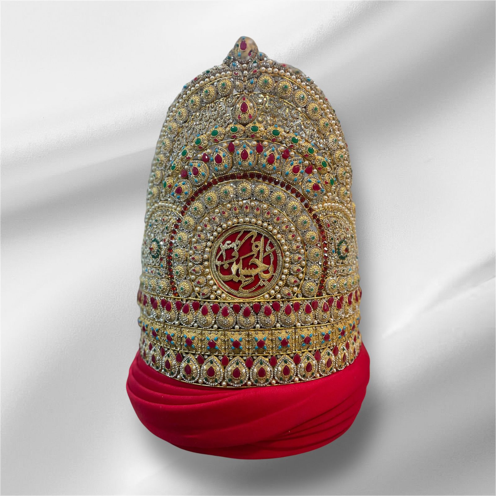 Beautiful Taaj With Amama Imam Hussain AS | Materail Manjus Work Pearls With Red Stones High Quality
