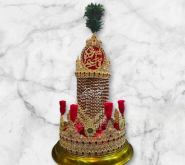 Beautiful Mehndi Shahzada Qasim AS | Taaj Material Kashi & Work Red Stones Tray Golden Steel 