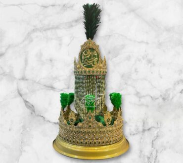 Beautiful Mehndi Shahzada Qasim AS | Taaj Material Kashi & Work Green Stones Tray Golden Steel 