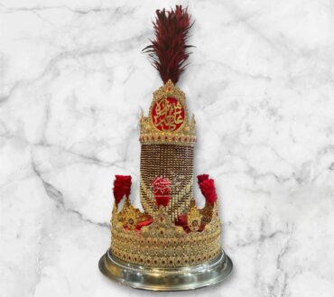 Beautiful Mehndi Shahzada Qasim AS | Taaj Material Kashi & Work Red Stones Tray Golden Steel