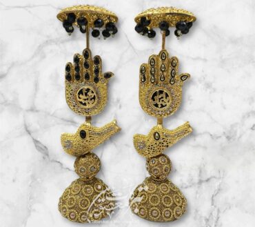 Beautiful Ya Abbas AS & YA Hussain AS Table Stand Alam Mashaq With Umbralla | Work Kashi With Stones Black, Ferozi & Red Color