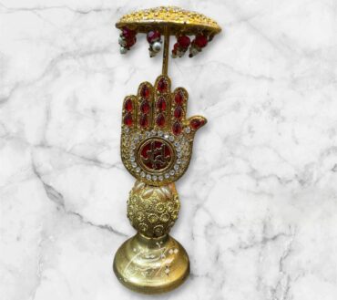 Beautiful Ya Abbas AS Table Stand Alam With Umbralla | Work Kashi With Stones Red Color