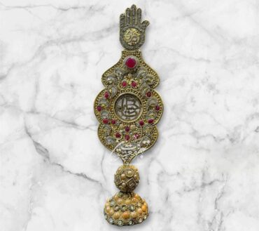 Beautiful Ya Hussain AS Table Stand Alam | Work Kashi With Stones Red Color