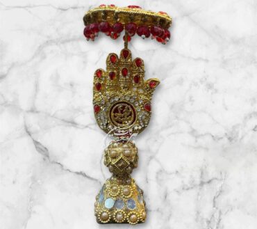 Beautiful Ya Abbas AS Table Stand Alam With Umbralla | Work Kashi With Stones Red Color