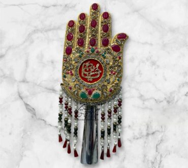Beautiful Panja Mola Hussain AS | Material Manjus Work Red and Green Stones Combination