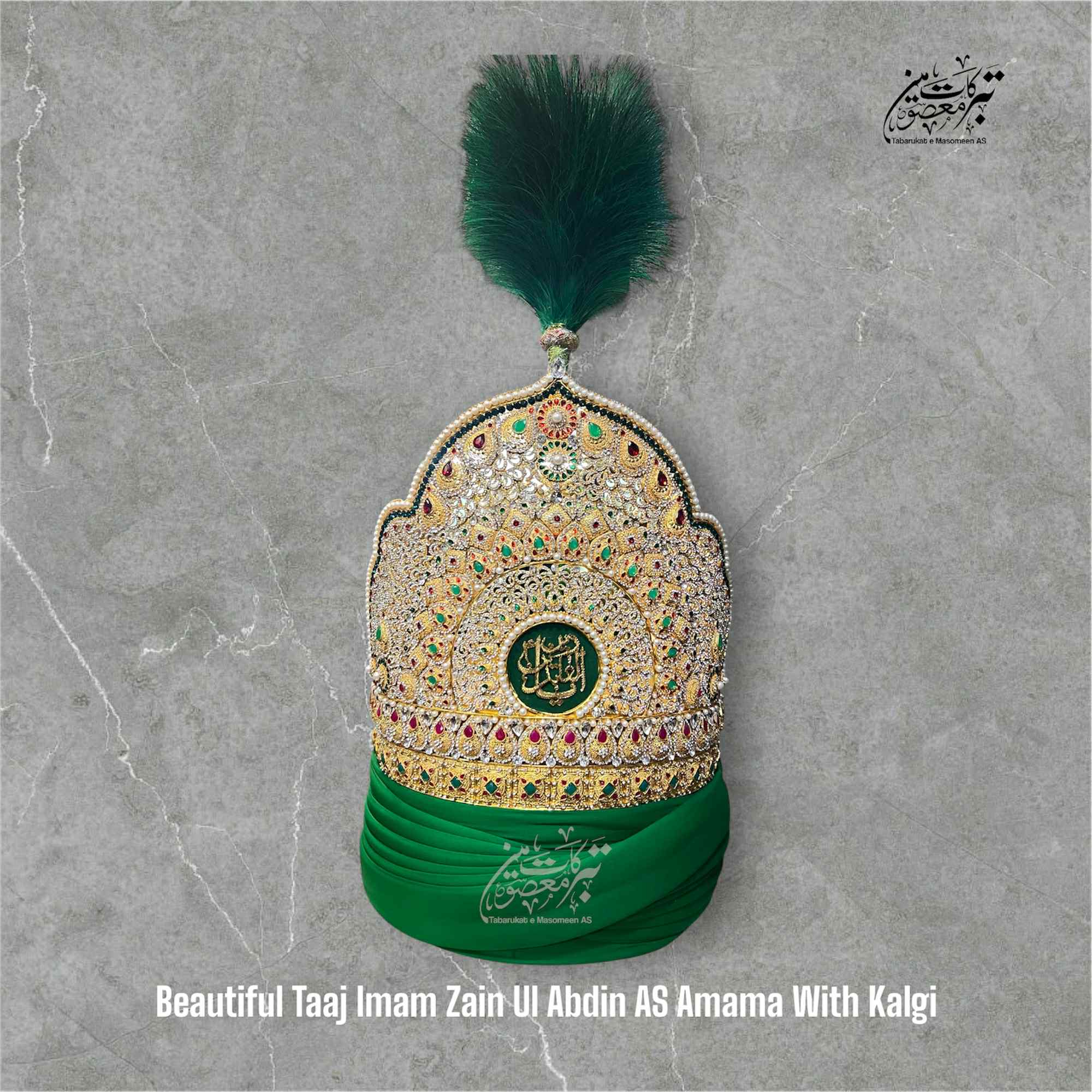 Beautiful Green Taj With Amama & Kalghi Imam Zain Ul Abdin A.S