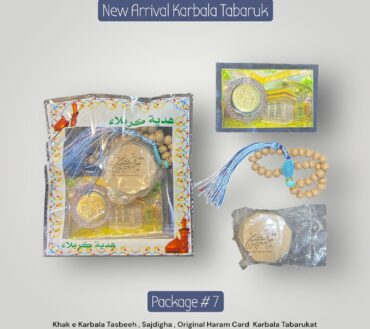 Original Karbala Tabarukat | Khak E Karbala Tasbeh , Sajdigha & Original Imam Ali Raza Haram Coin (12 Pack Price)