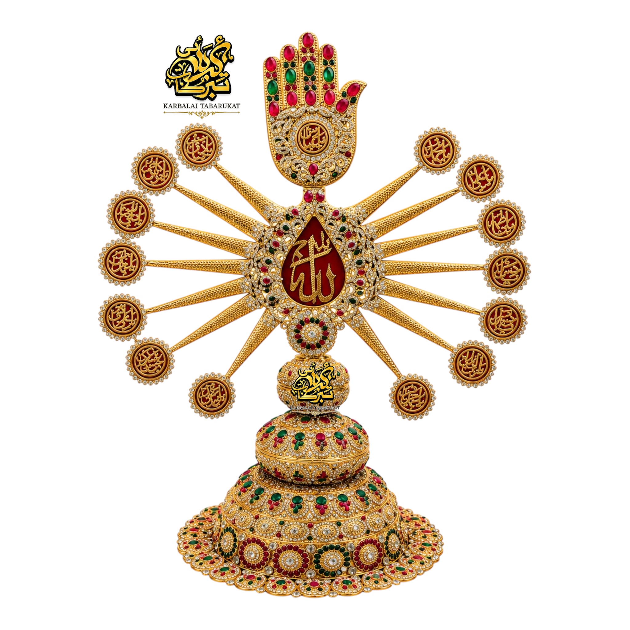 New Arrival Base Azakhana Panja With Sun Shape Masomeen AS Names | Material Manjus Work Stones